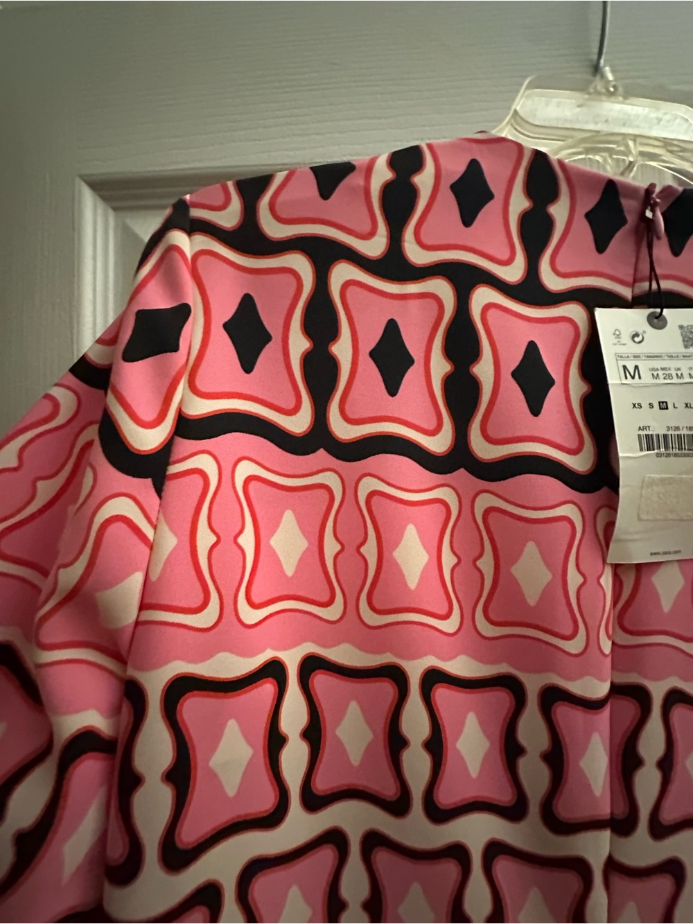 ZARA Pink & Black Geometric Long Sleeve Mod Dress (rare & retired)- NWT - Picture 4 of 8